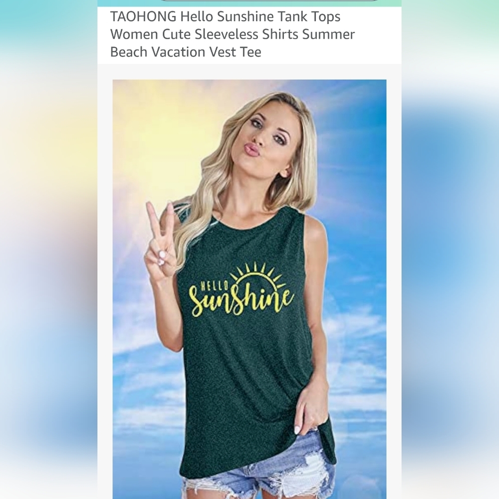 Women's Sleeveless Hello Sunshine Tank Top - Green